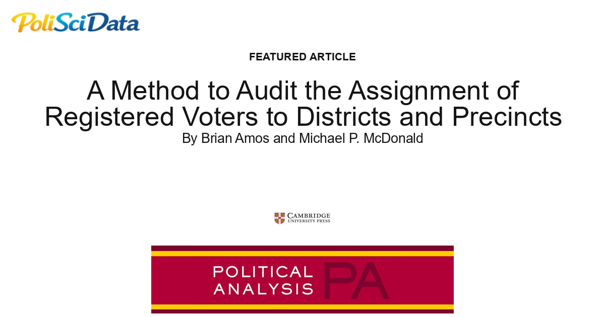 Article card for article: A Method to Audit the Assignment of Registered Voters to Districts and Precincts