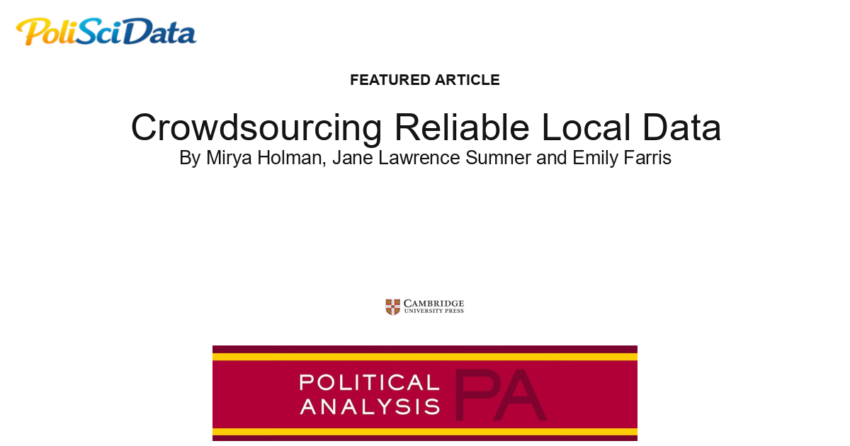 Article card for article: Crowdsourcing Reliable Local Data