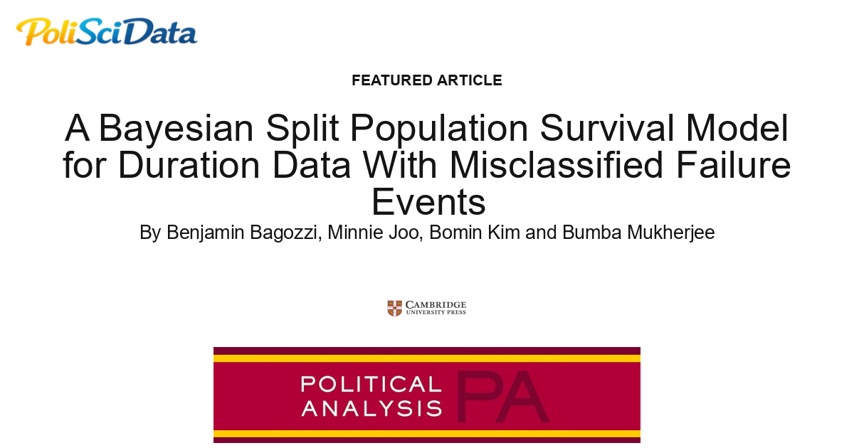 Article card for article: A Bayesian Split Population Survival Model for Duration Data With Misclassified Failure Events
