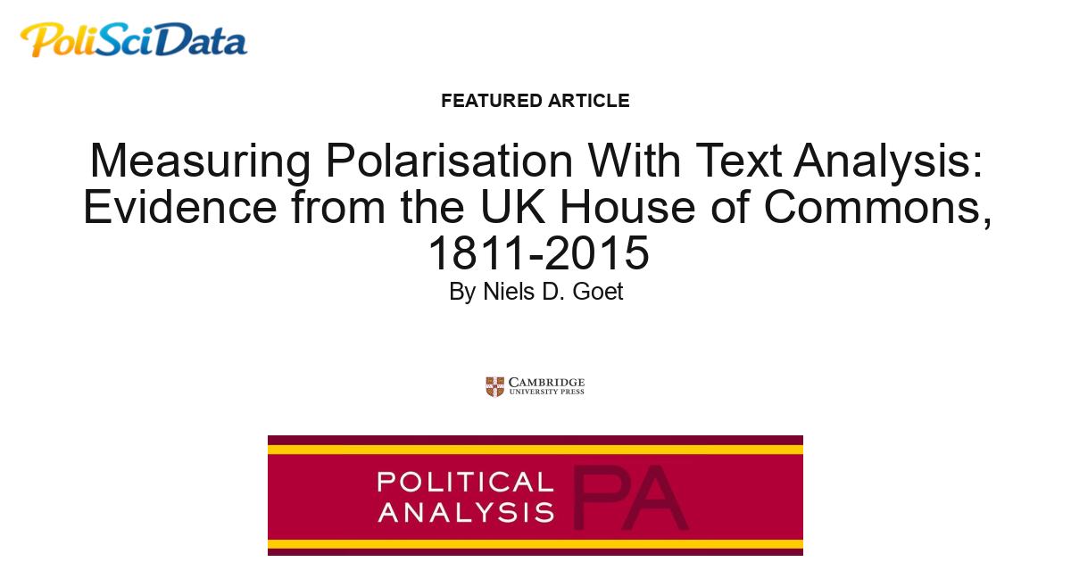 Article card for article: Measuring Polarisation With Text Analysis: Evidence from the UK House of Commons, 1811-2015