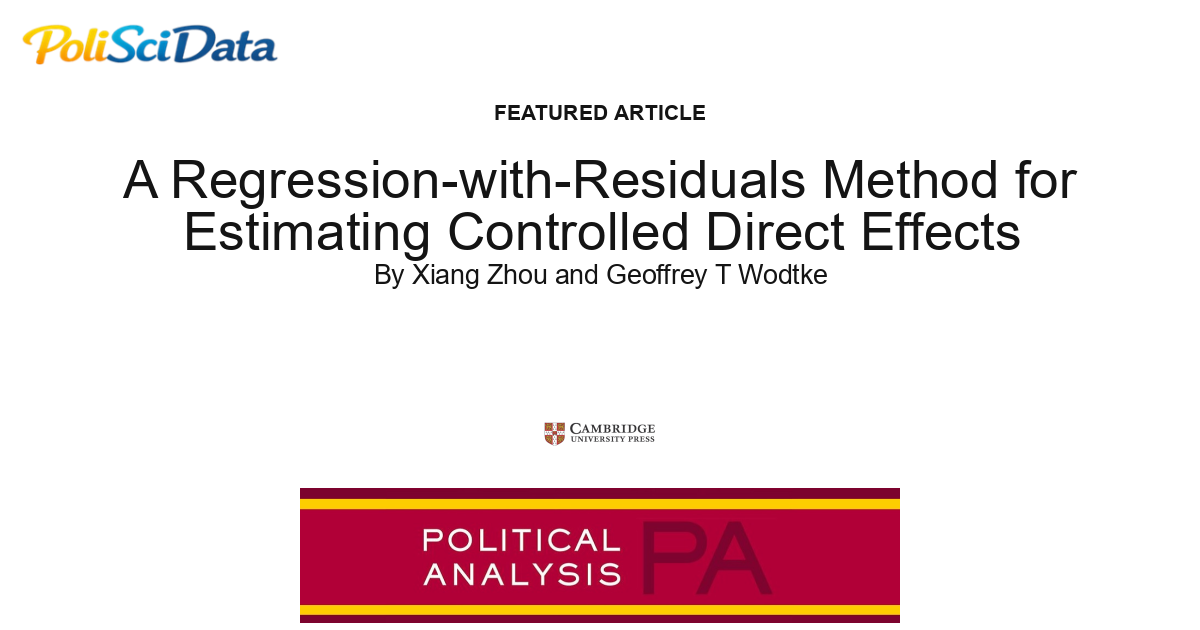 Article card for article: A Regression-with-Residuals Method for Estimating Controlled Direct Effects