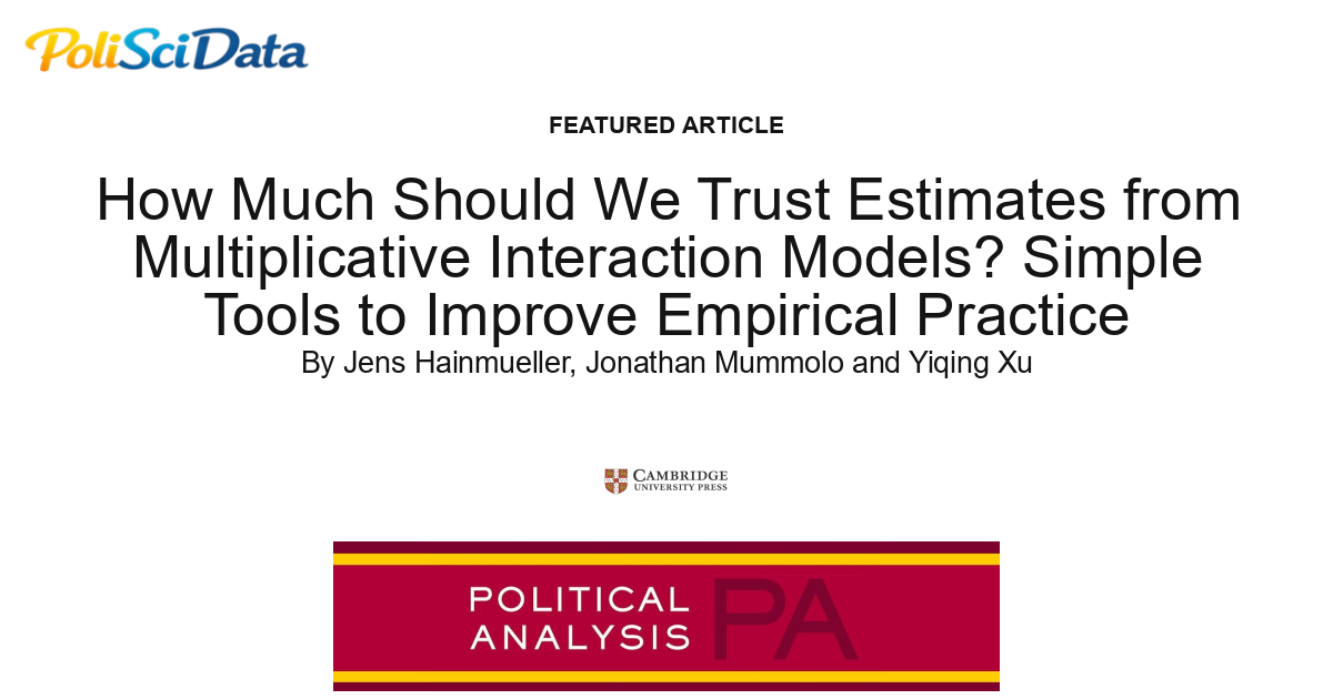 Article card for article: How Much Should We Trust Estimates from Multiplicative Interaction Models? Simple Tools to Improve Empirical Practice