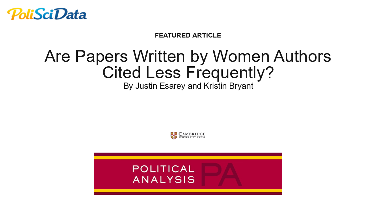 Article card for article: Are Papers Written by Women Authors Cited Less Frequently?