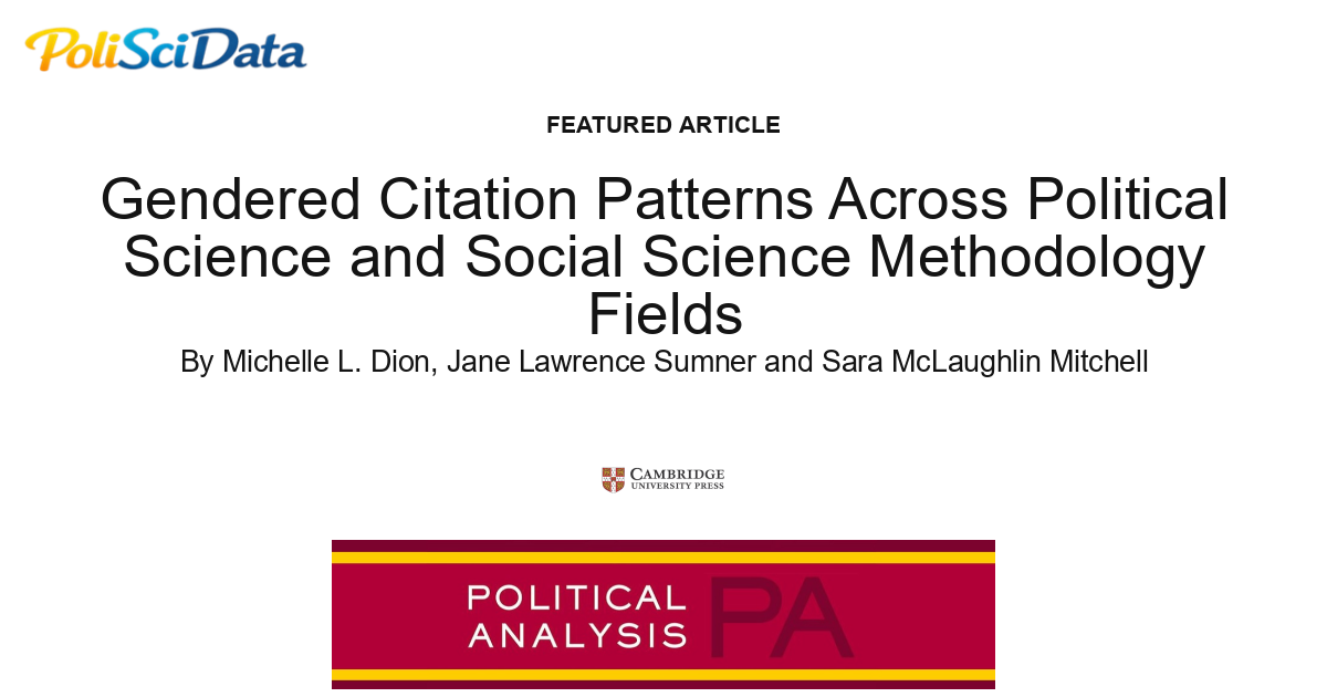 Article card for article: Gendered Citation Patterns Across Political Science and Social Science Methodology Fields