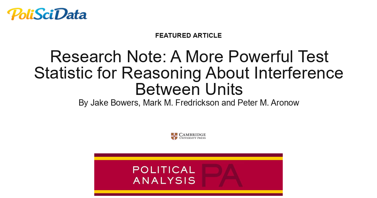 Article card for article: Research Note: A More Powerful Test Statistic for Reasoning About Interference Between Units