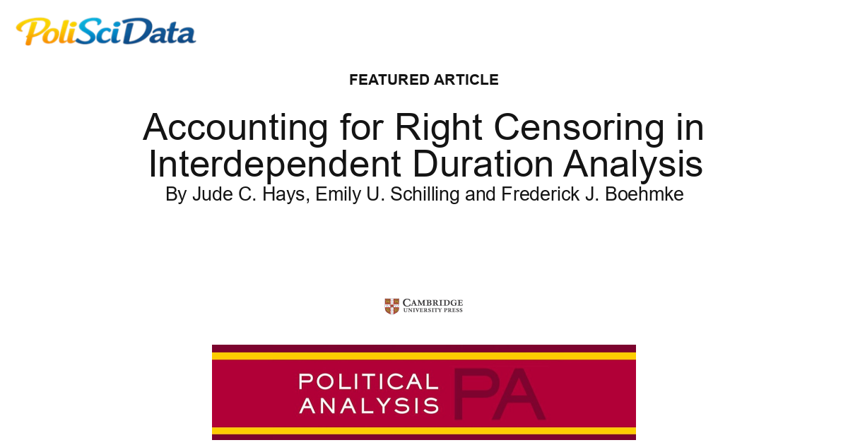 Article card for article: Accounting for Right Censoring in Interdependent Duration Analysis