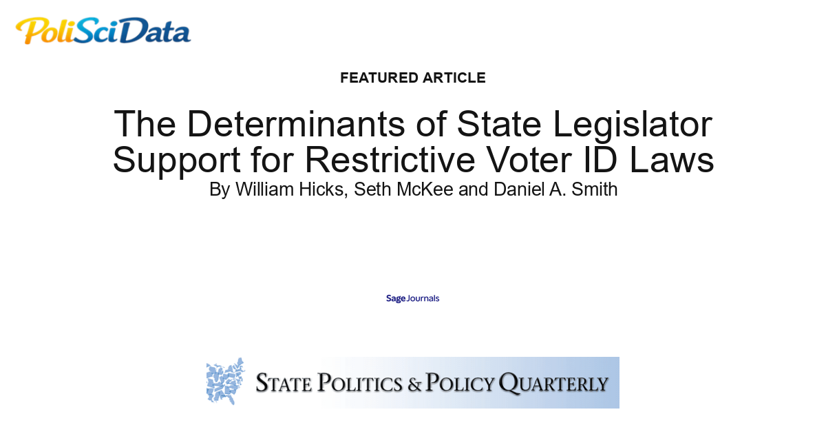 Article card for article: The Determinants of State Legislator Support for Restrictive Voter ID Laws