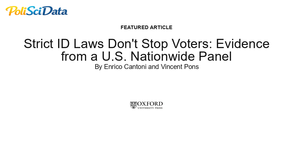 Article card for article: Strict ID Laws Don't Stop Voters: Evidence from a U.S. Nationwide Panel