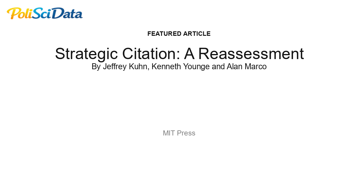 Article card for article: Strategic Citation: A Reassessment