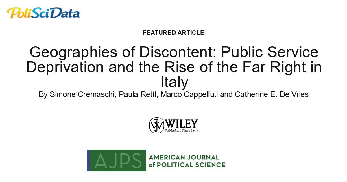 Article card for article: Geographies of Discontent: Public Service Deprivation and the Rise of the Far Right in Italy