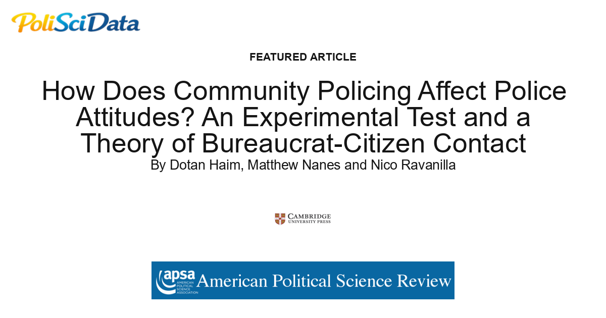 Article card for article: How Does Community Policing Affect Police Attitudes? An Experimental Test and a Theory of Bureaucrat-Citizen Contact