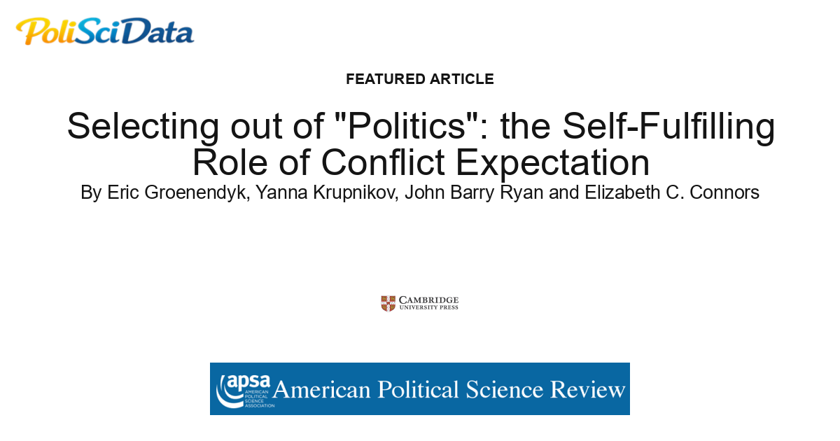 Article card for article: Selecting out of "Politics": the Self-Fulfilling Role of Conflict Expectation