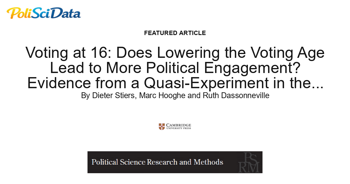 Article card for article: Voting at 16: Does Lowering the Voting Age Lead to More Political Engagement? Evidence from a Quasi-Experiment in the City of Ghent (Belgium)