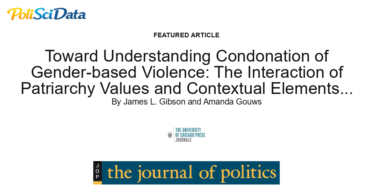 Article card for article: Toward Understanding Condonation of Gender-based Violence: The Interaction of Patriarchy Values and Contextual Elements of Violence Against Women