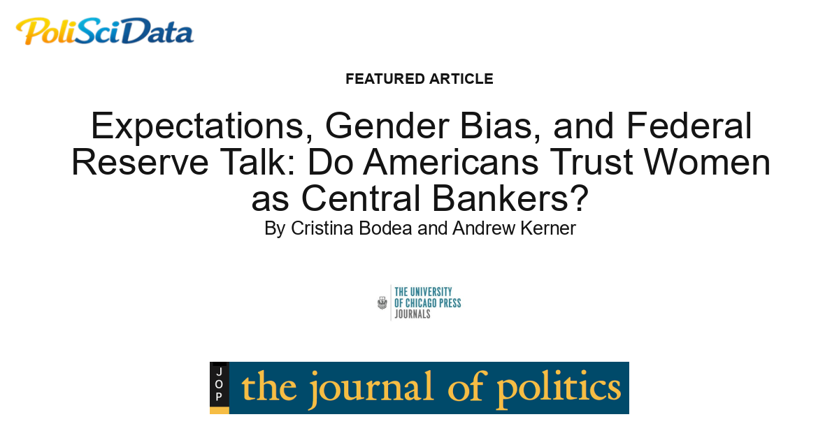 Article card for article: Expectations, Gender Bias, and Federal Reserve Talk:  Do Americans Trust Women as Central Bankers?