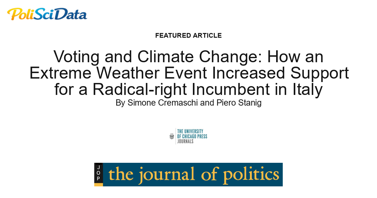 Article card for article: Voting and Climate Change: How an Extreme Weather Event Increased Support for a Radical-right Incumbent in Italy