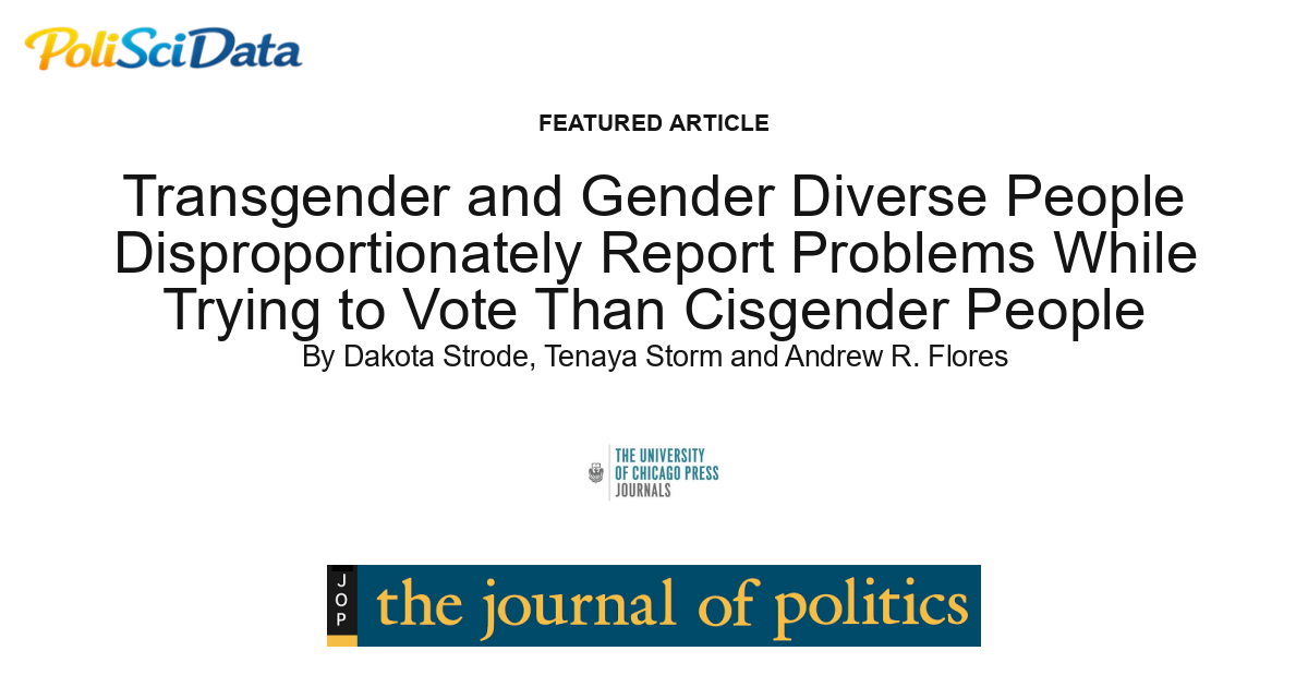 Article card for article: Transgender and Gender Diverse People Disproportionately Report Problems While Trying to Vote Than Cisgender People