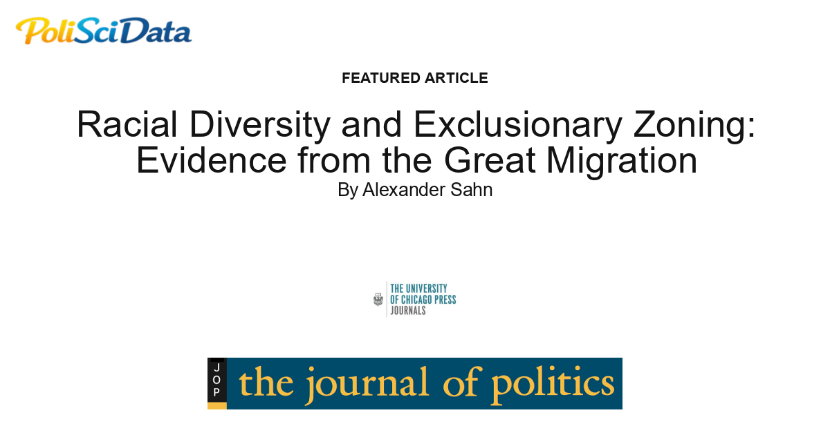 Article card for article: Racial Diversity and Exclusionary Zoning: Evidence from the Great Migration