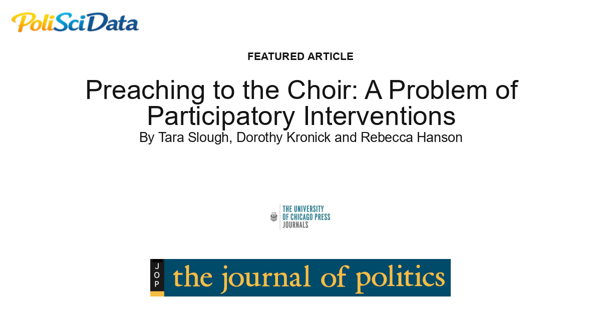 Article card for article: Preaching to the Choir: A Problem of Participatory Interventions