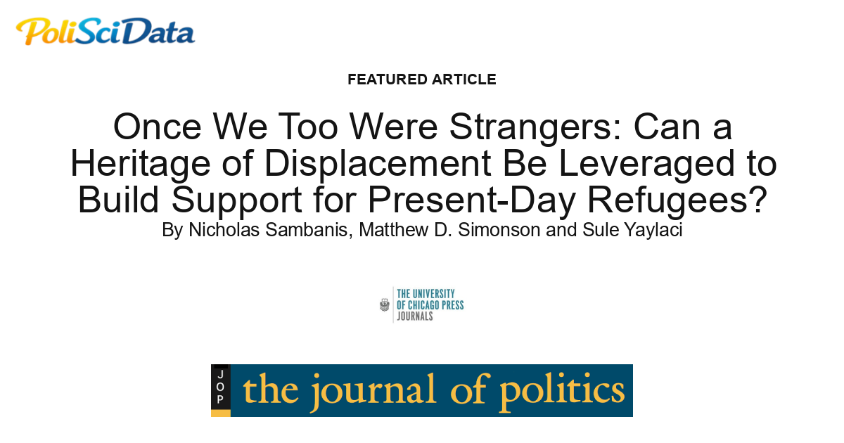 Article card for article: Once We Too Were Strangers: Can a Heritage of Displacement Be Leveraged to Build Support for Present-Day Refugees?
