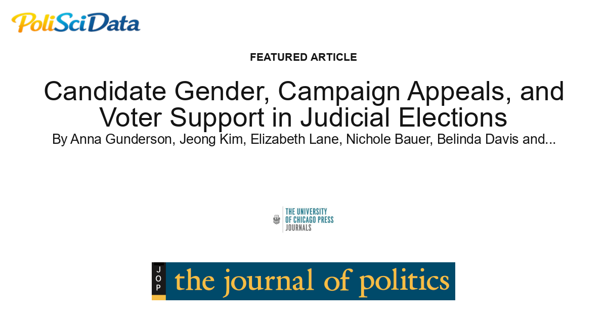 Article card for article: Candidate Gender, Campaign Appeals, and Voter Support in Judicial Elections