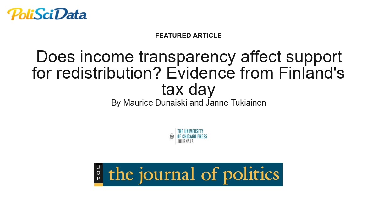 Article card for article: Does income transparency affect support for redistribution? Evidence from Finland's tax day