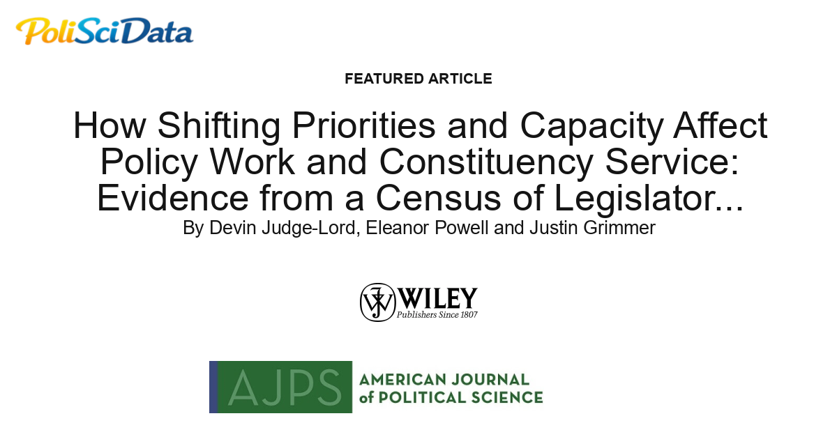 Article card for article: How Shifting Priorities and Capacity Affect Policy Work and Constituency Service: Evidence from a Census of Legislator Requests to U.s. Federal