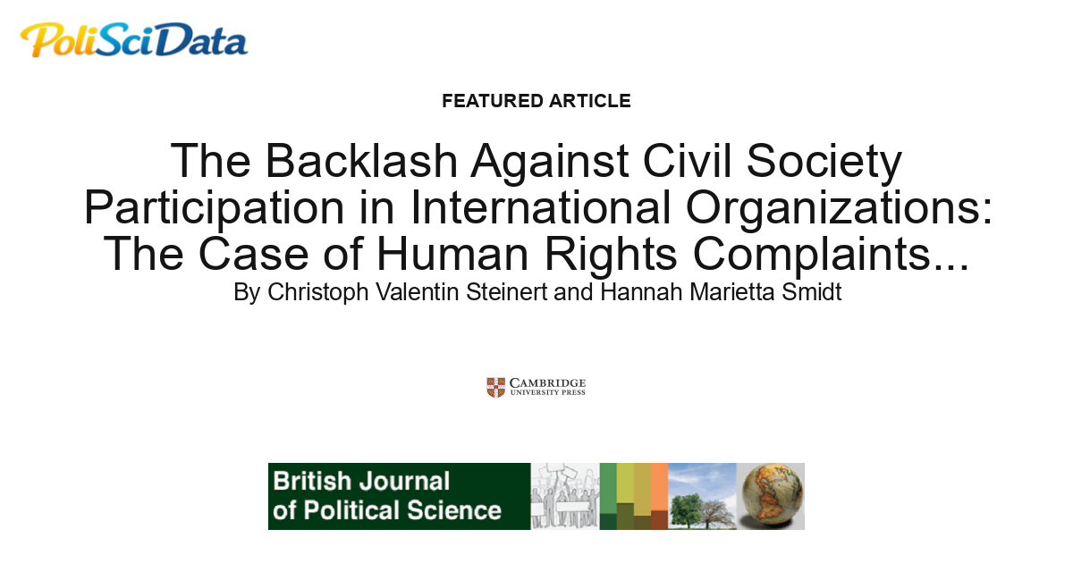 Article card for article: The Backlash Against Civil Society Participation in International Organizations: The Case of Human Rights Complaints Mechanisms