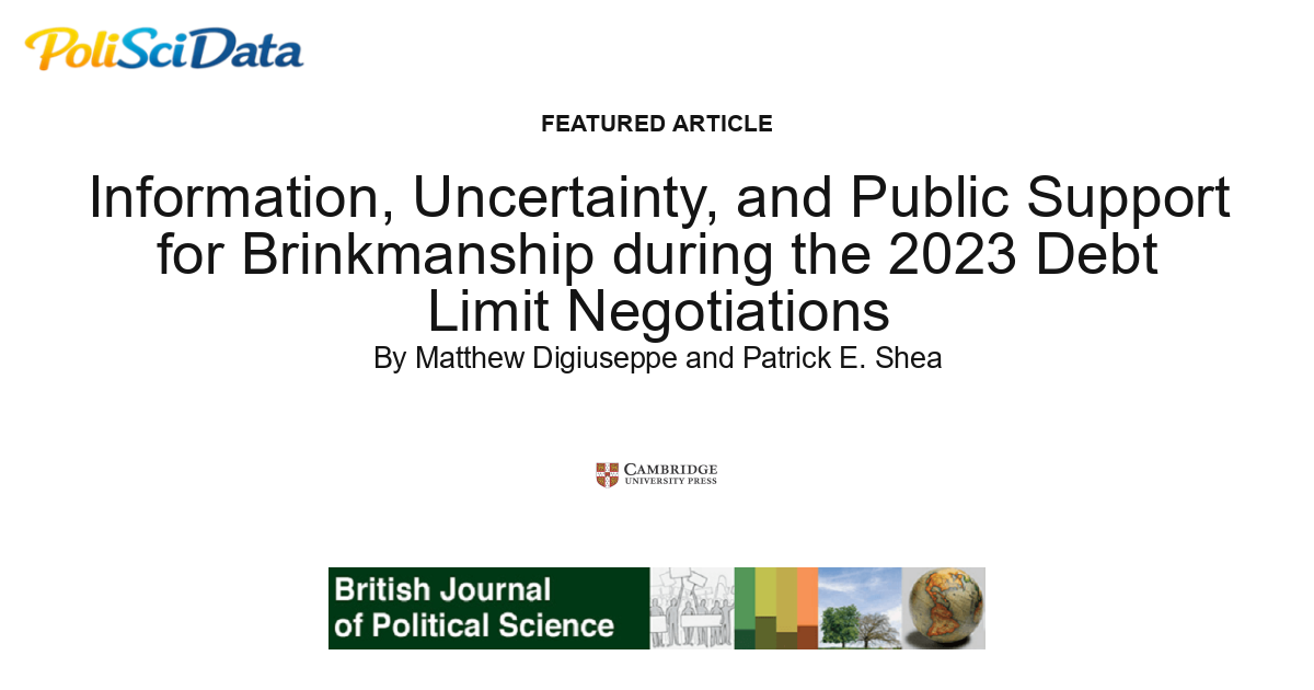 Article card for article: Information, Uncertainty, and Public Support for Brinkmanship during the 2023 Debt Limit Negotiations