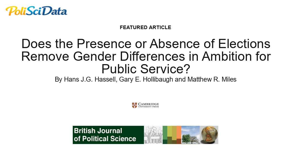 Article card for article: Does the Presence or Absence of Elections Remove Gender Differences in Ambition for Public Service?