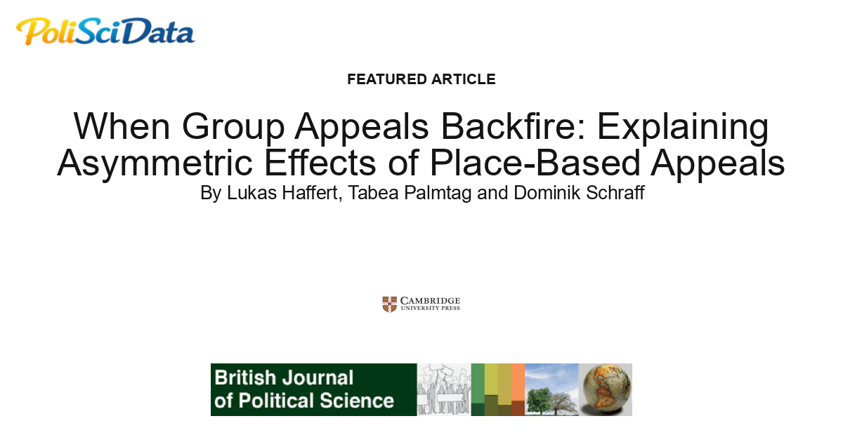 Article card for article: When Group Appeals Backfire: Explaining Asymmetric Effects of Place-Based Appeals