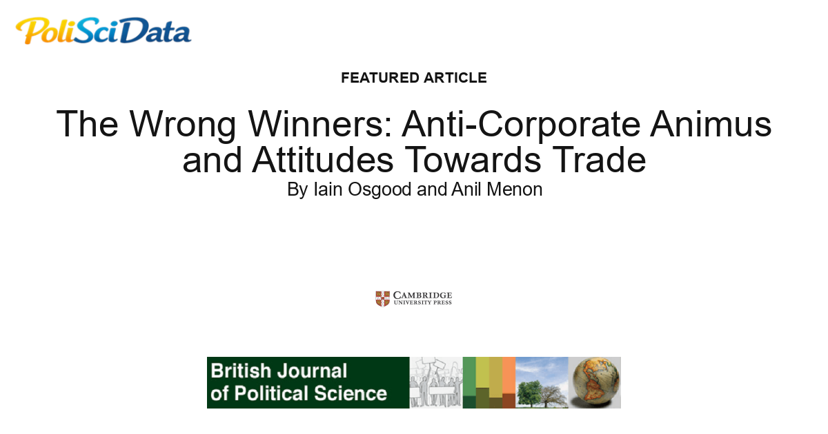 Article card for article: The Wrong Winners: Anti-Corporate Animus and Attitudes Towards Trade