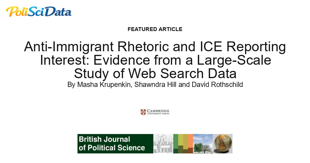Article card for article: Anti-Immigrant Rhetoric and ICE Reporting Interest: Evidence from a Large-Scale Study of Web Search Data