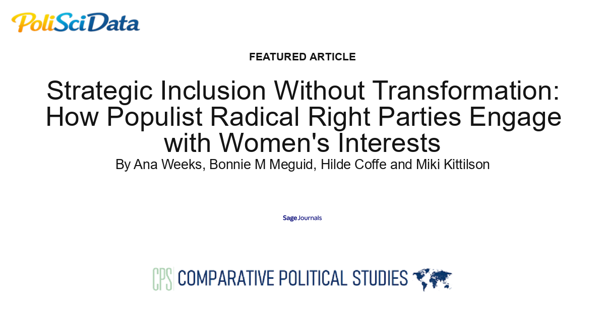Article card for article: Strategic Inclusion Without Transformation: How Populist Radical Right Parties Engage with Women's Interests