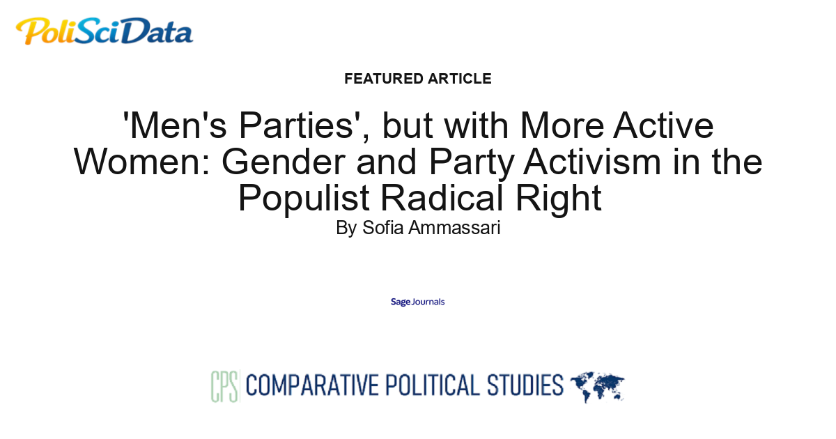 Article card for article: 'Men's Parties', but with More Active Women: Gender and Party Activism in the Populist Radical Right