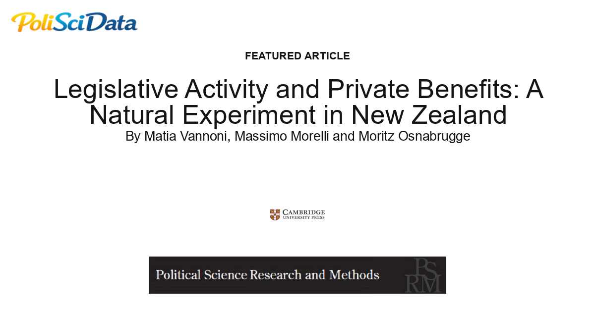 Article card for article: Legislative Activity and Private Benefits: A Natural Experiment in New Zealand