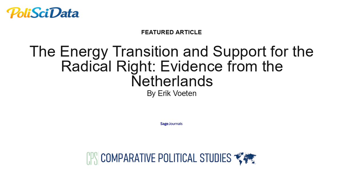 Article card for article: The Energy Transition and Support for the Radical Right: Evidence from the Netherlands