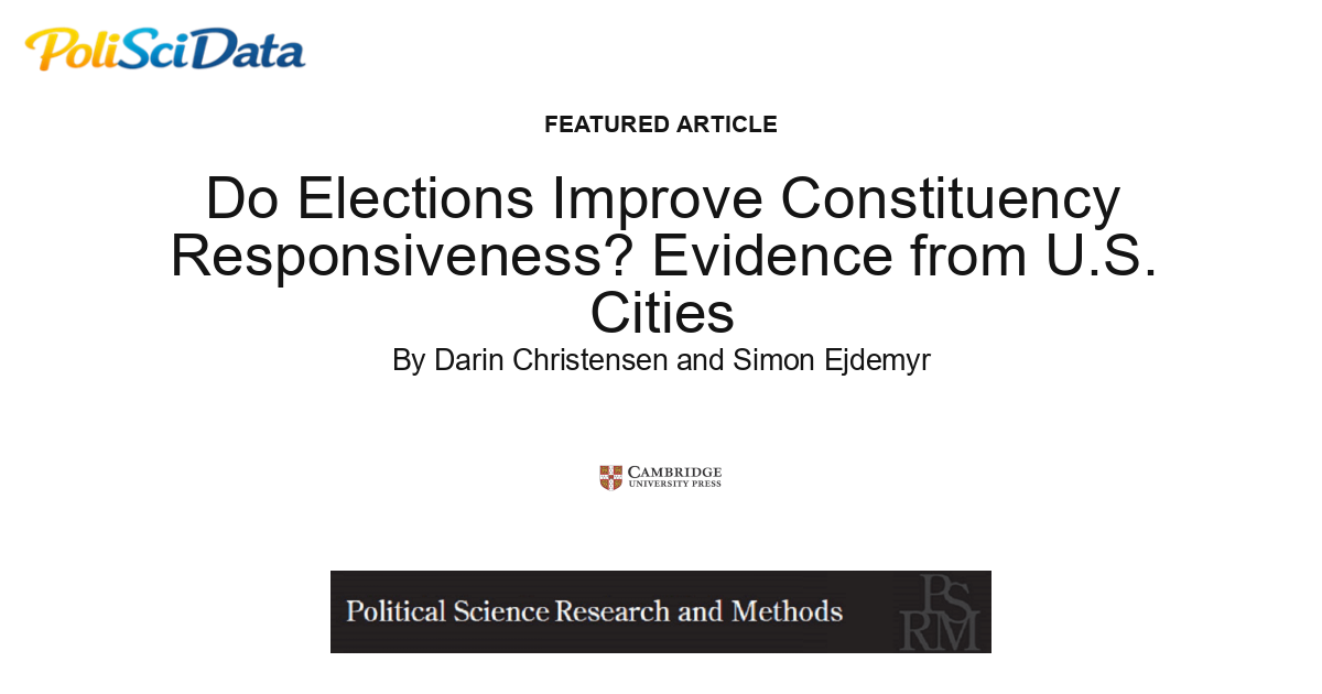 Article card for article: Do Elections Improve Constituency Responsiveness? Evidence from U.S. Cities