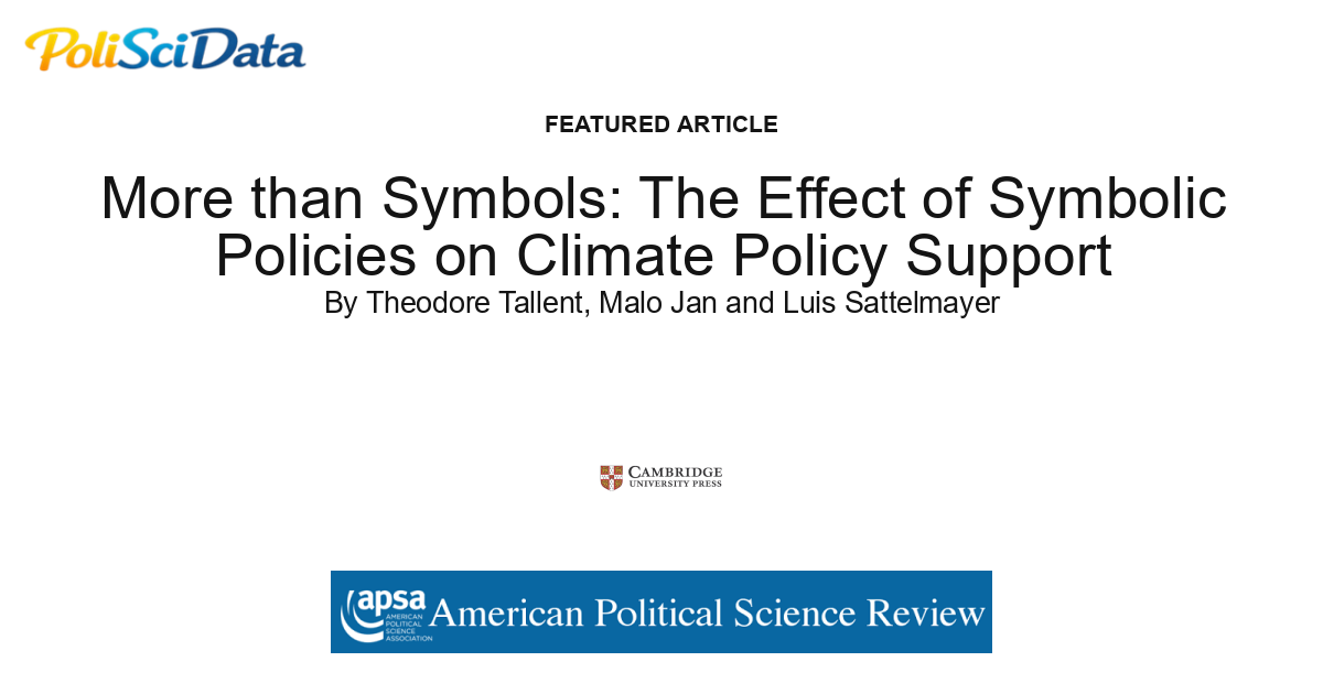 Article card for article: More than Symbols: The Effect of Symbolic Policies on Climate Policy Support