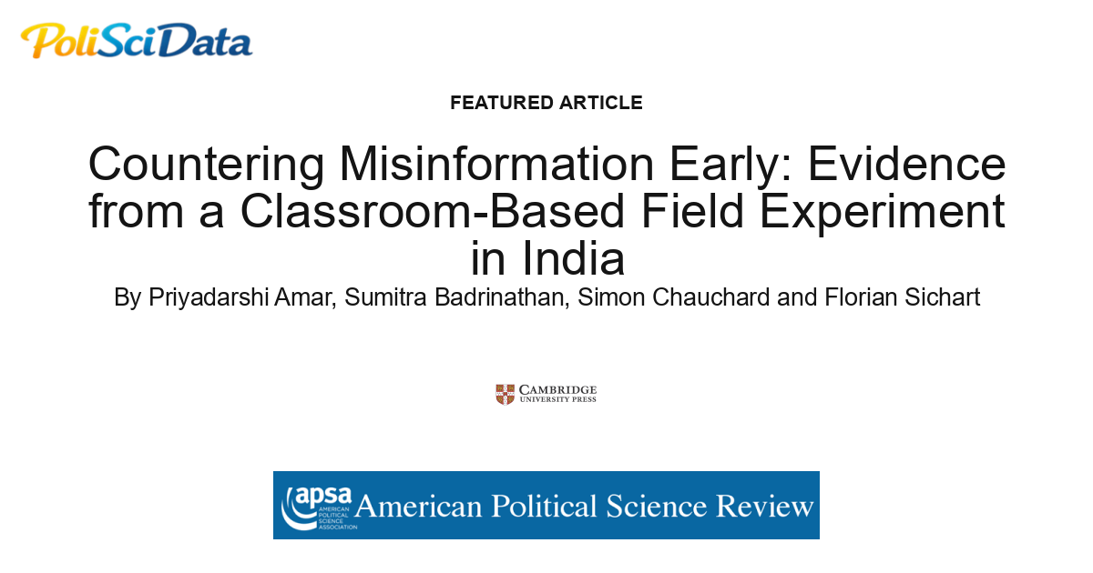 Article card for article: Countering Misinformation Early: Evidence from a Classroom-Based Field Experiment in India