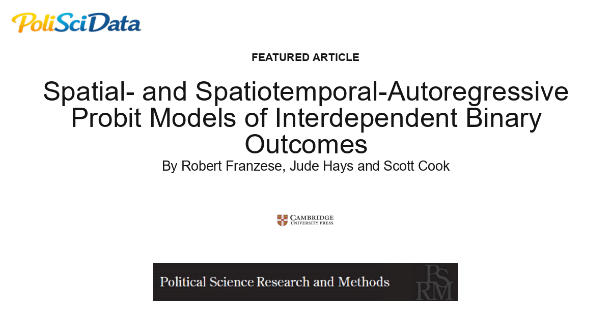 Article card for article: Spatial- and Spatiotemporal-Autoregressive Probit Models of Interdependent Binary Outcomes