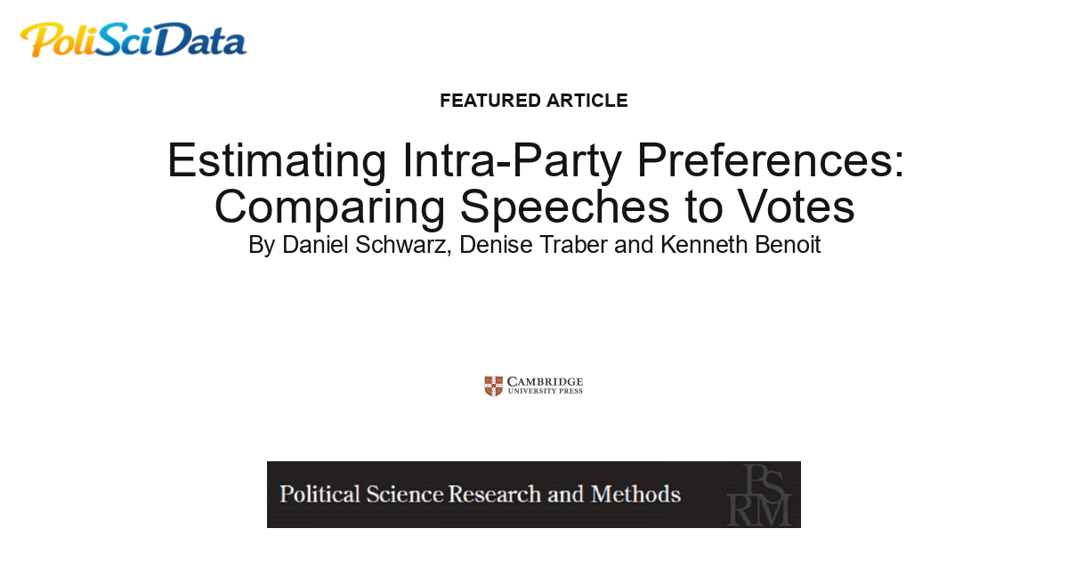 Article card for article: Estimating Intra-Party Preferences: Comparing Speeches to Votes