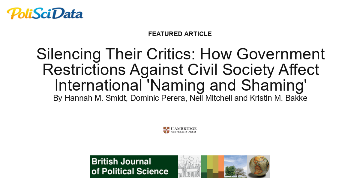 Article card for article: Silencing Their Critics: How Government Restrictions Against Civil Society Affect International 'Naming and Shaming'