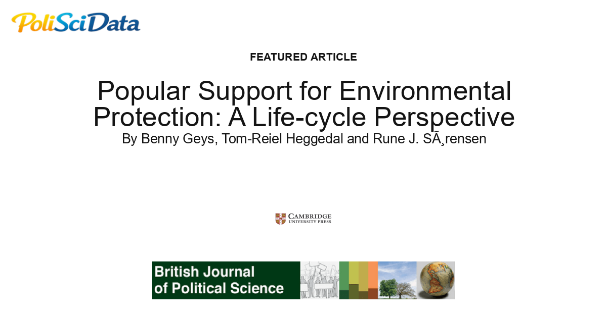Article card for article: Popular Support for Environmental Protection: A Life-cycle Perspective
