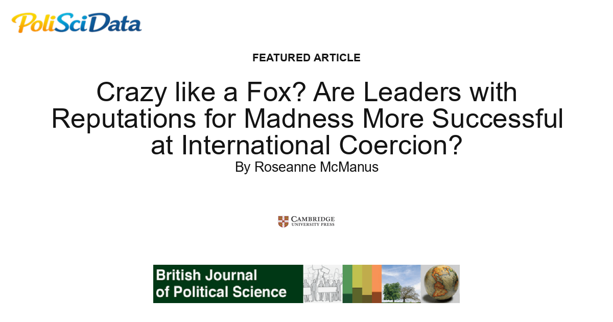 Article card for article: Crazy like a Fox? Are Leaders with Reputations for Madness More Successful at International Coercion?