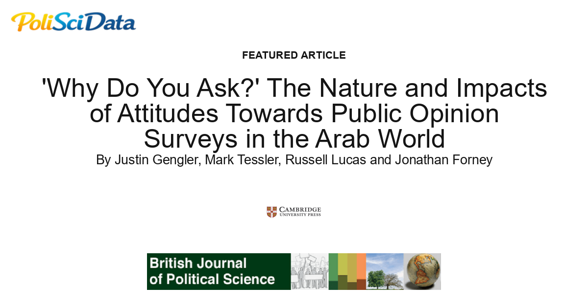 Article card for article: 'Why Do You Ask?' The Nature and Impacts of Attitudes Towards Public Opinion Surveys in the Arab World