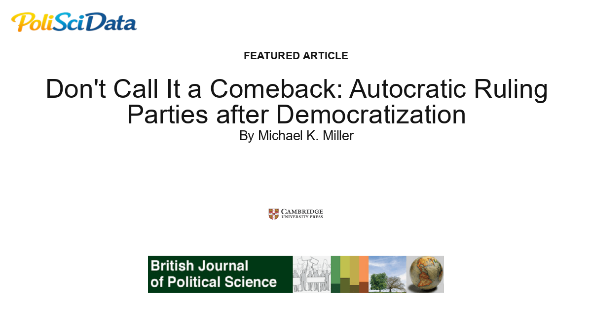 Article card for article: Don't Call It a Comeback: Autocratic Ruling Parties after Democratization
