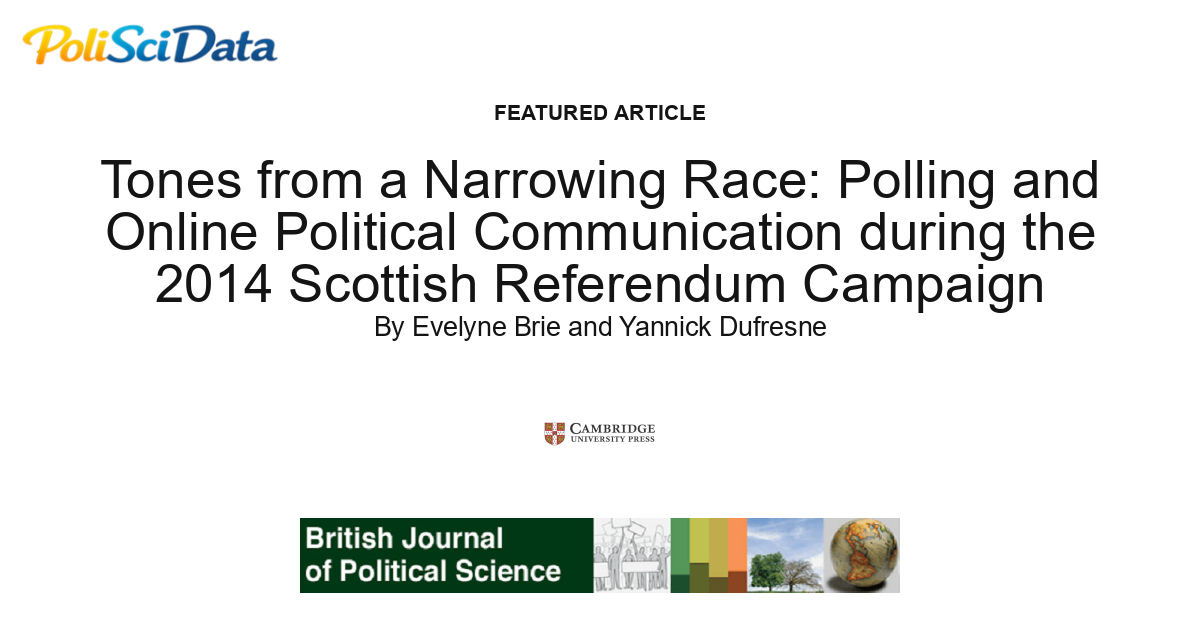Article card for article: Tones from a Narrowing Race: Polling and Online Political Communication during the 2014 Scottish Referendum Campaign