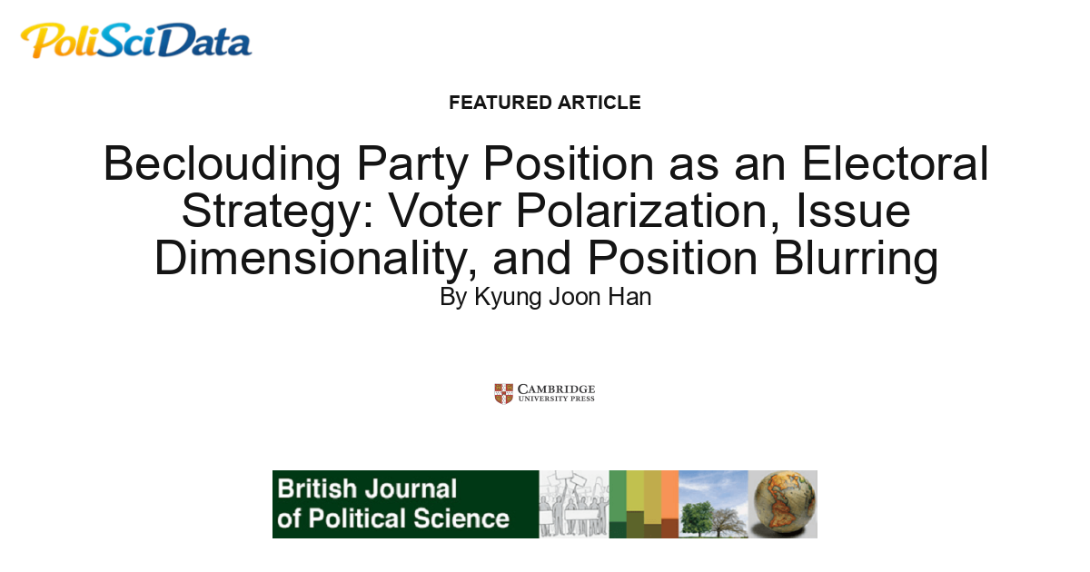 Article card for article: Beclouding Party Position as an Electoral Strategy: Voter Polarization, Issue Dimensionality, and Position Blurring
